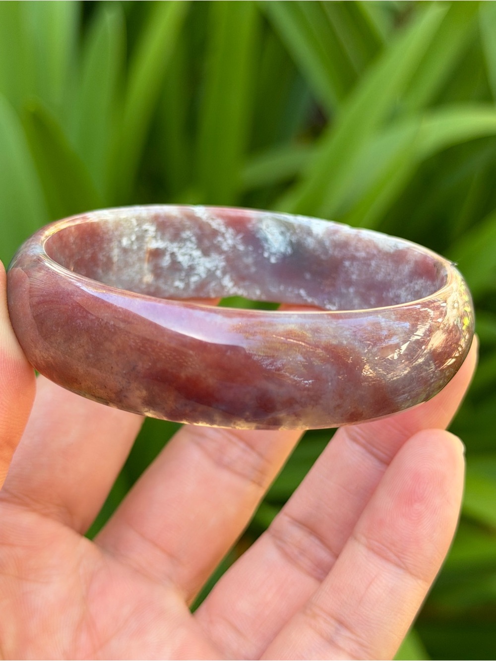 60mm inner diameter druzy pink ocean jasper wide bangle 1904